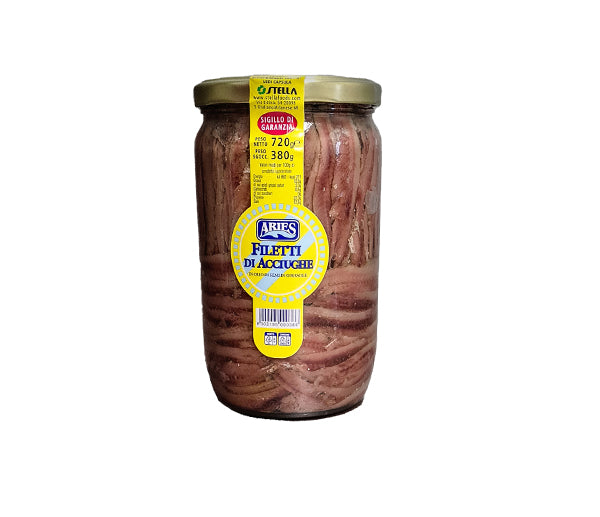 Filetti acciughe stese o/giras. 1,4kg 0,72sg vetro