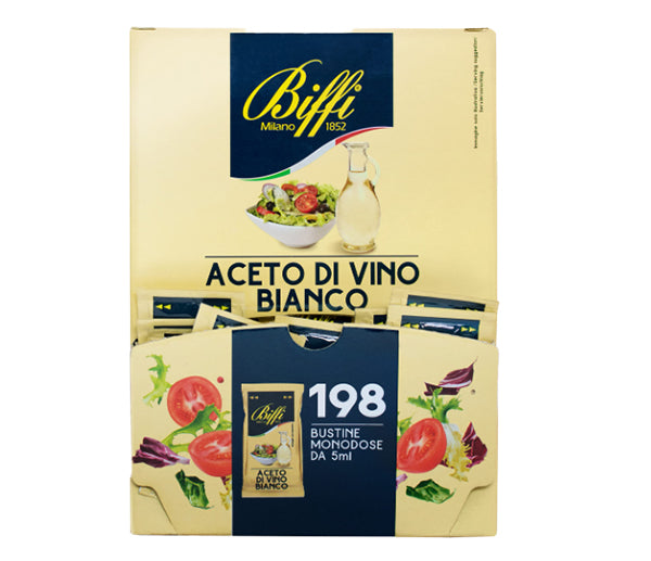 Aceto vino bianco monoporzione biffi pro bustina 5ml - 198 pz.