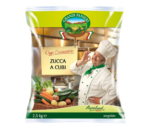 Zucca a cubetti 10mm 2,5kg agrifood surgelato